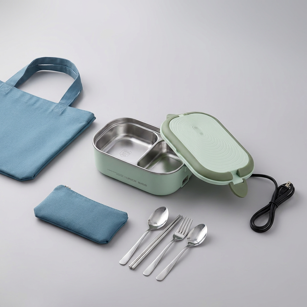 Boîte Repas Chauffante Électrique – Inox, Portable, Anti-Fuite